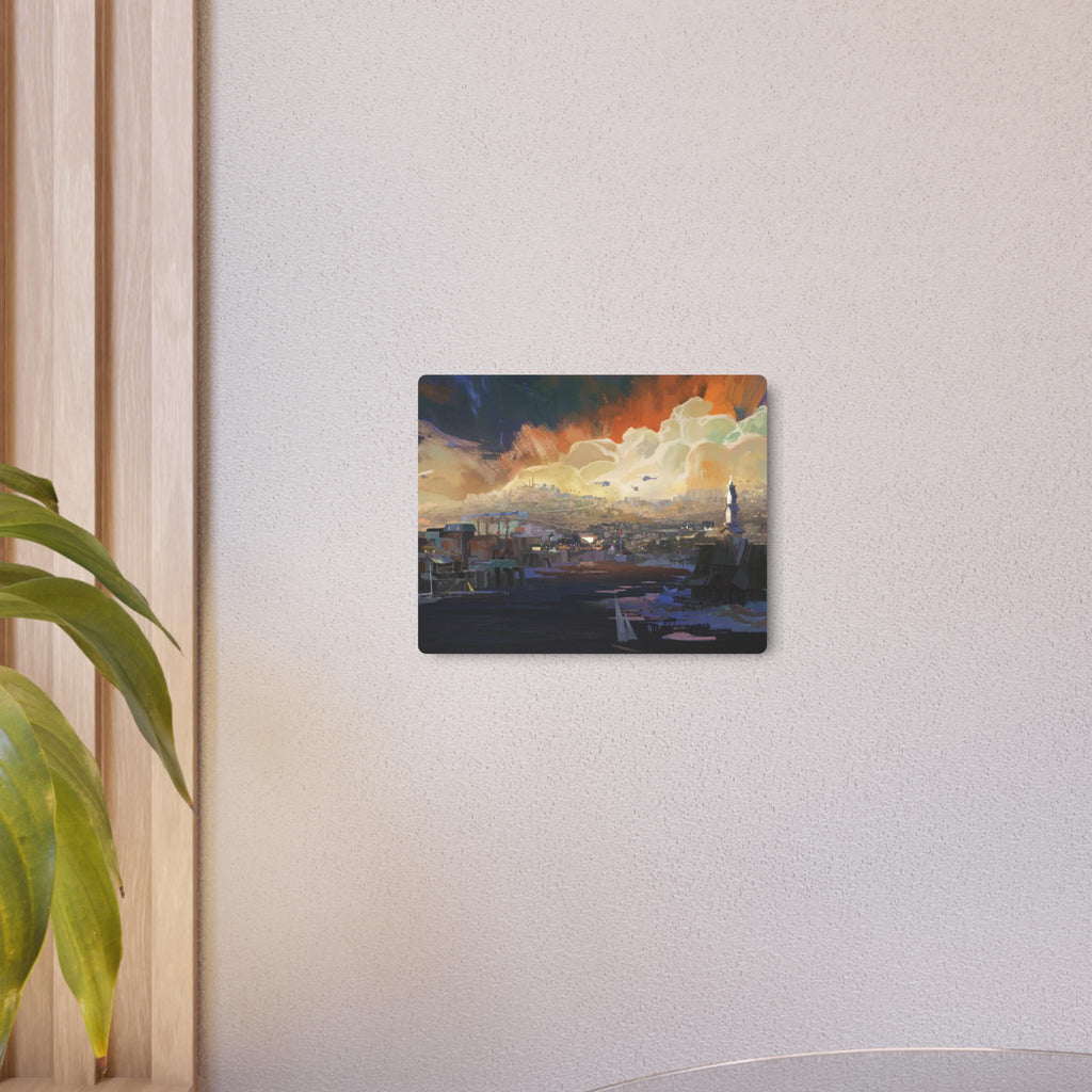 Sunset Harbor Disco Elysium, Revachol Metal Art Sign | Coastal Skyline Wall Decor