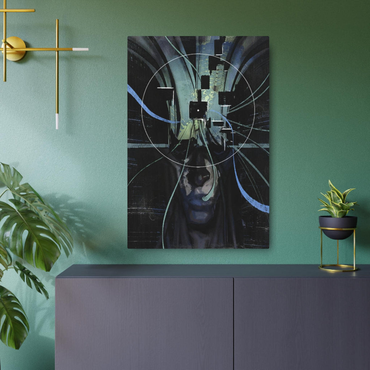 Disco Elysium Visual Calculus Cybernetic Skull Metal Art Sign | Futuristic Wall Decor