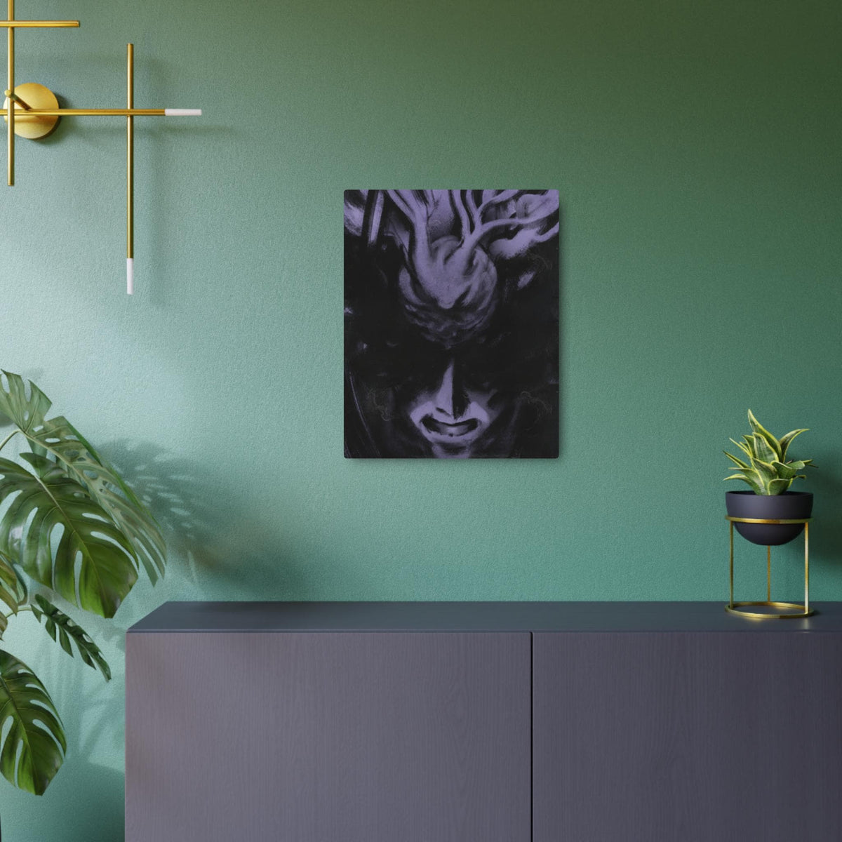 Disco Elysium Suggestion Metal Art Sign | Purple Demon Face, Dark Fantasy Wall Decor