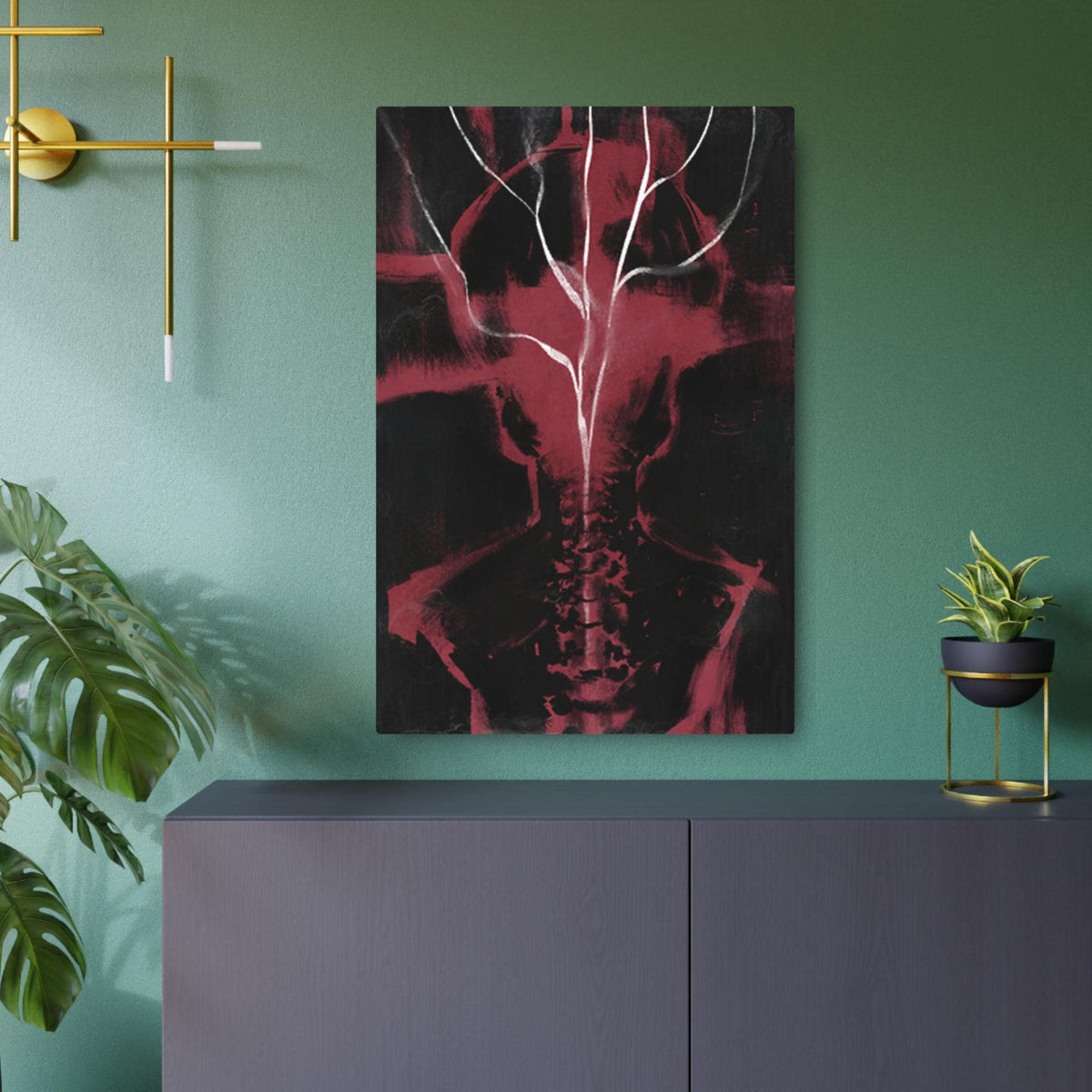 Disco Elysium Shivers Metal Art Sign | Dark Red Spine Tree Wall Decor