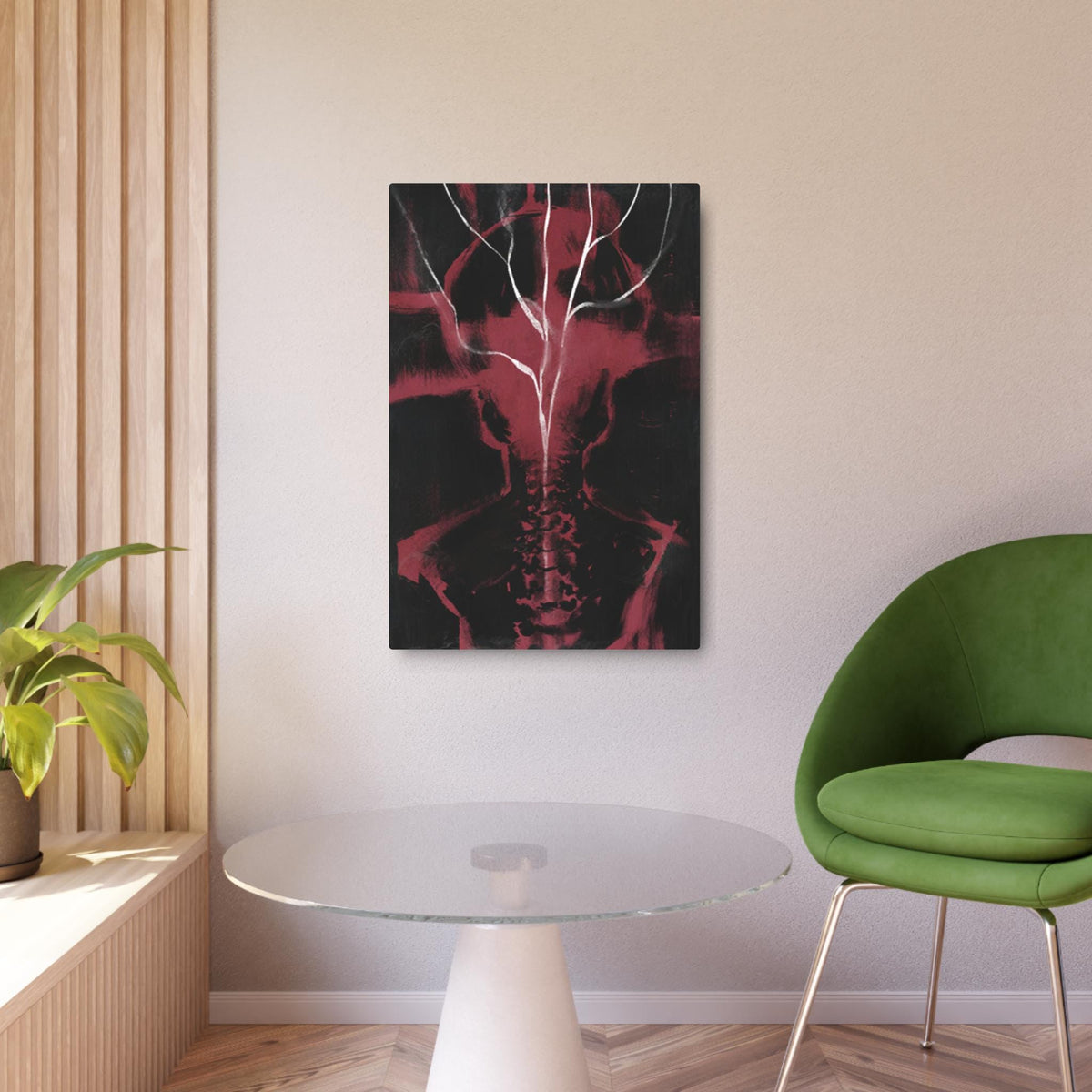 Disco Elysium Shivers Metal Art Sign | Dark Red Spine Tree Wall Decor