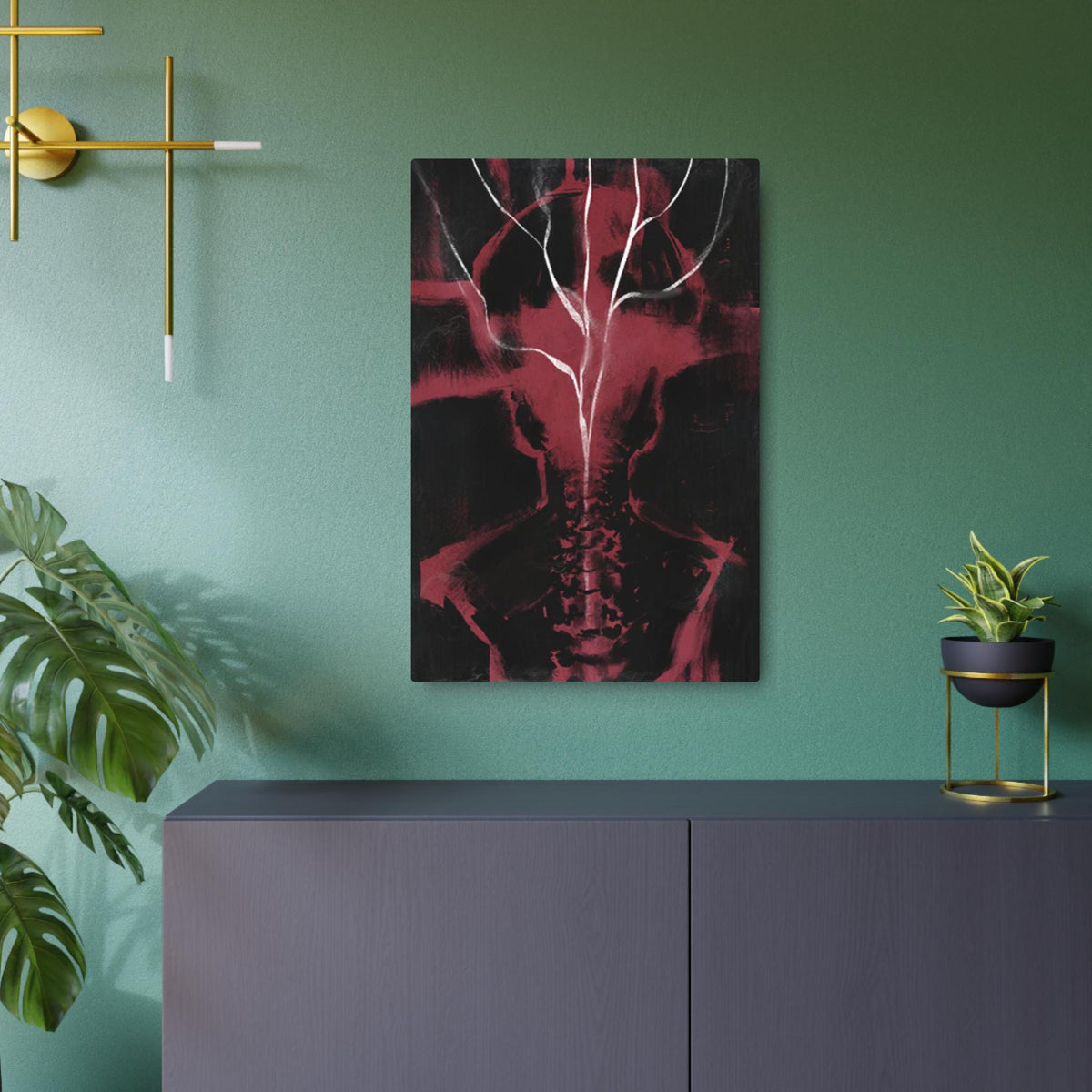 Disco Elysium Shivers Metal Art Sign | Dark Red Spine Tree Wall Decor