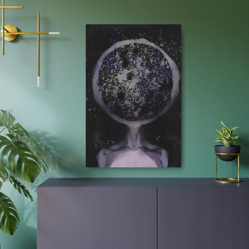 Disco Elysium Inland Empire Surreal Moon Head Metal Art Sign | Cosmic Skeleton Wall Decor