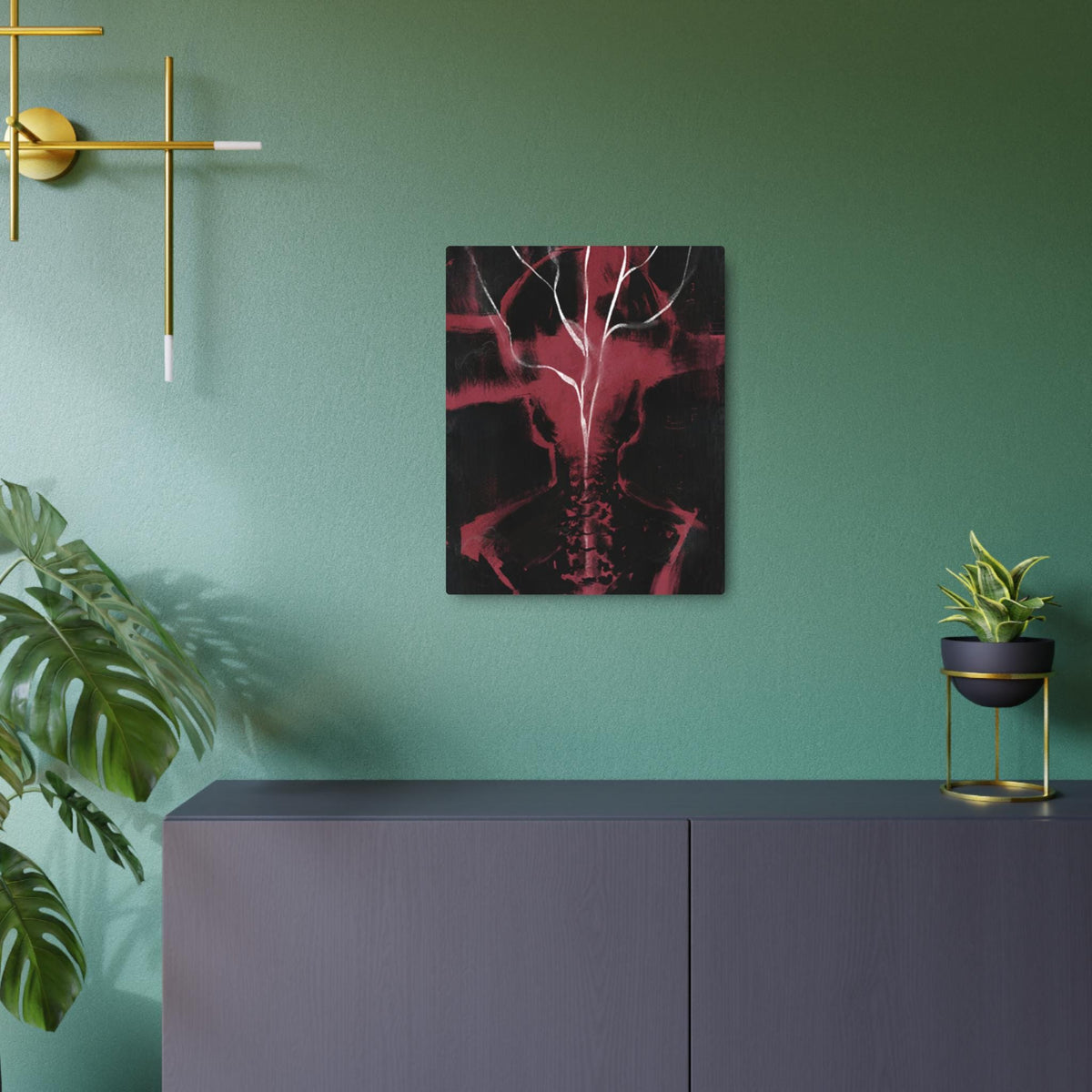 Disco Elysium Shivers Metal Art Sign | Dark Red Spine Tree Wall Decor