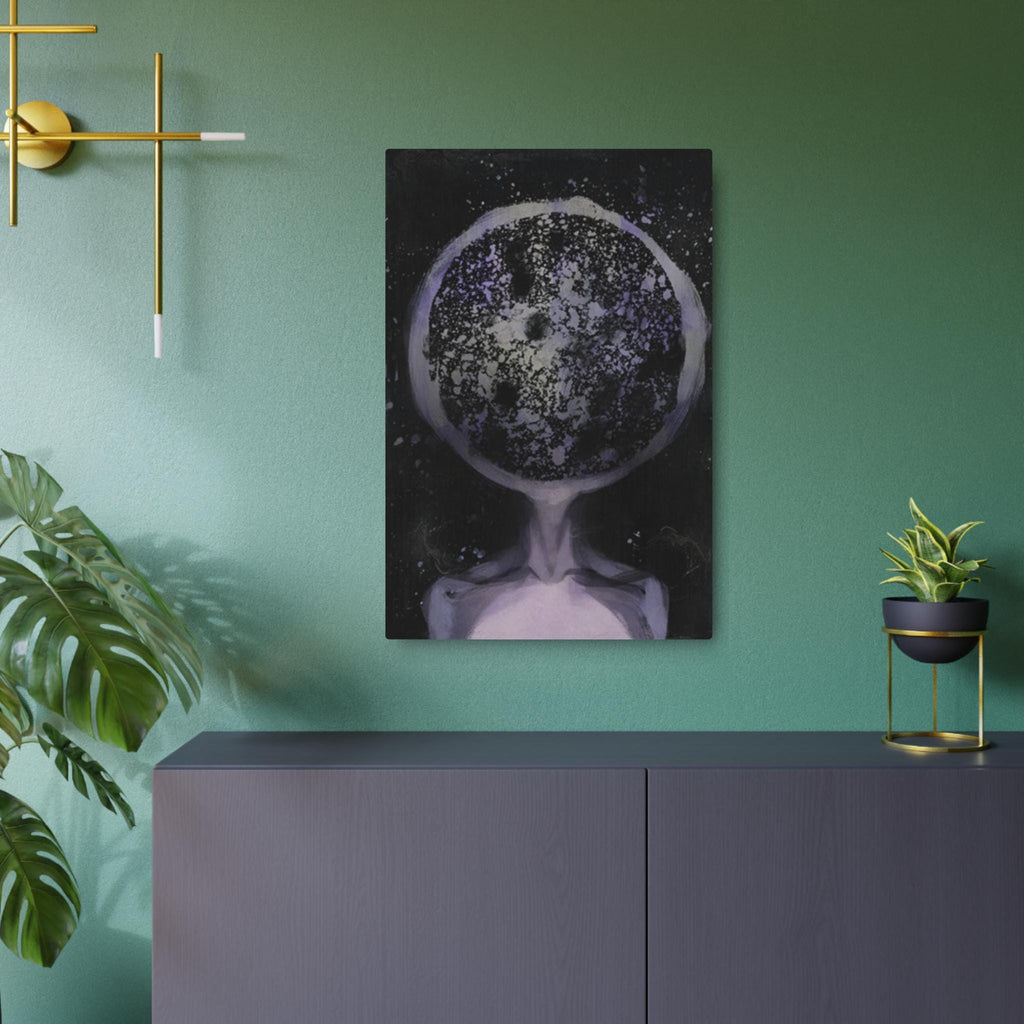 Disco Elysium Inland Empire Surreal Moon Head Metal Art Sign | Cosmic Skeleton Wall Decor