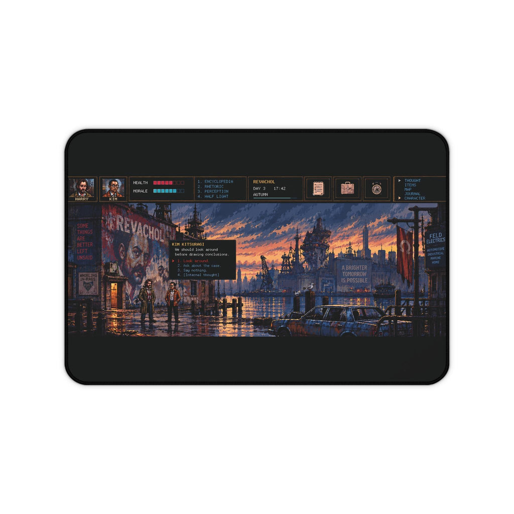 Disco Elysium Mouse Pad, Revachol Pixel Art Desk Mat, Harry & Kim Gaming Mousepad, Retro RPG Gamer Desk Decor, Large Extended Mat