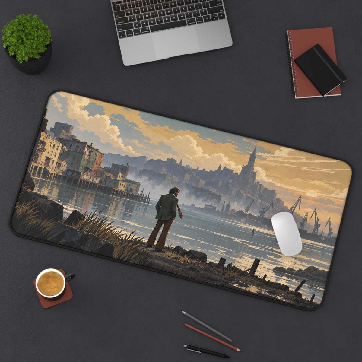 Disco Elysium Inspired Desk Mat, Harry Du Bois Revachol Mouse Pad, Neoprene Gaming Desk Pad, Atmospheric RPG Gift