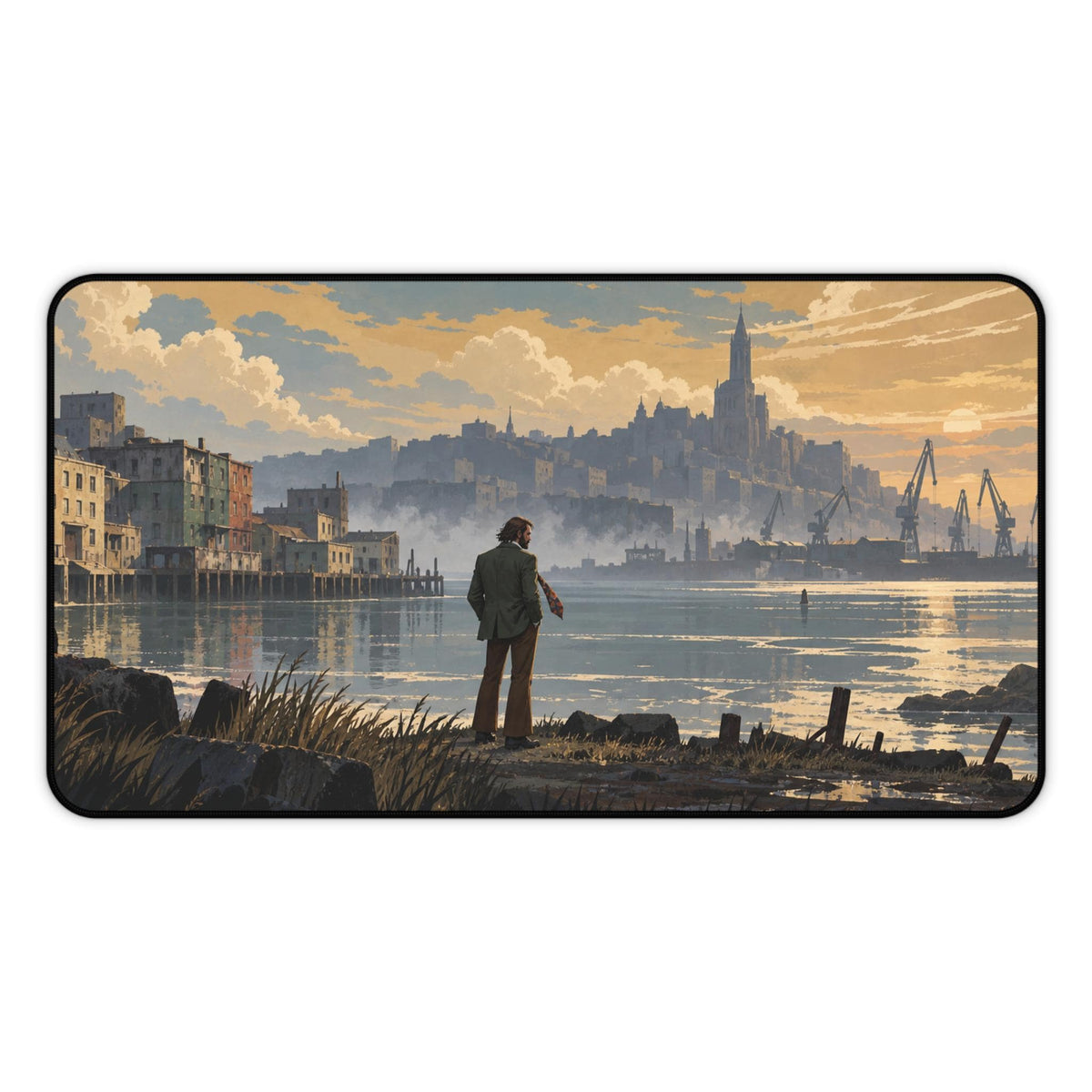 Disco Elysium Inspired Desk Mat, Harry Du Bois Revachol Mouse Pad, Neoprene Gaming Desk Pad, Atmospheric RPG Gift