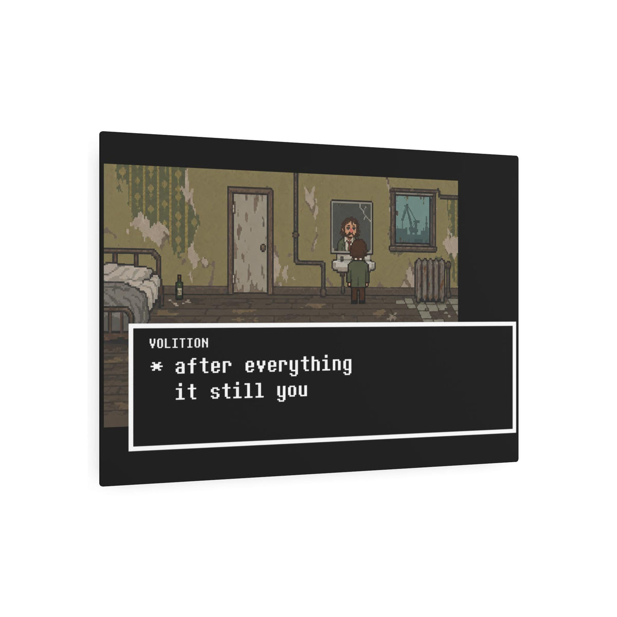 Undertale Inspired Disco Elysium Metal Sign, Harry Du Bois & Volition Pixel Art, Retro Gaming Wall Decor, Aluminum Gamer Gift