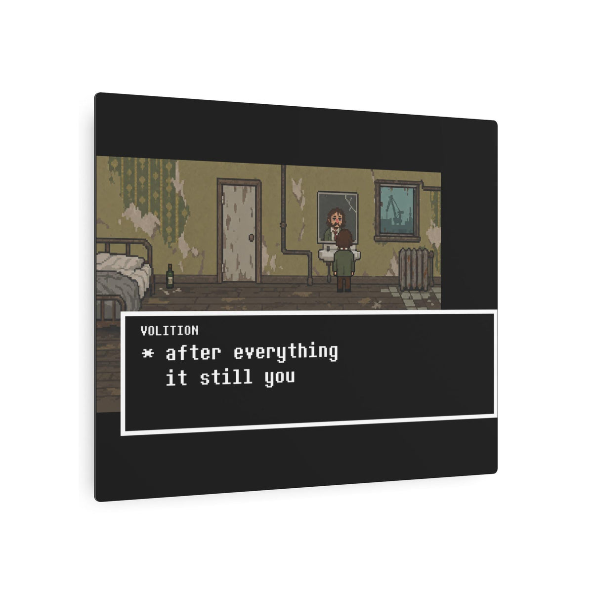 Undertale Inspired Disco Elysium Metal Sign, Harry Du Bois & Volition Pixel Art, Retro Gaming Wall Decor, Aluminum Gamer Gift