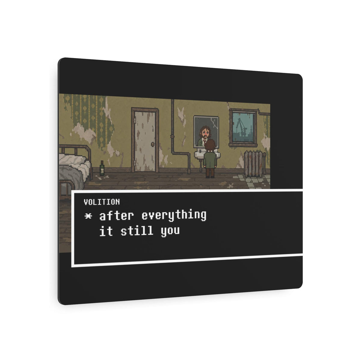 Undertale Inspired Disco Elysium Metal Sign, Harry Du Bois & Volition Pixel Art, Retro Gaming Wall Decor, Aluminum Gamer Gift