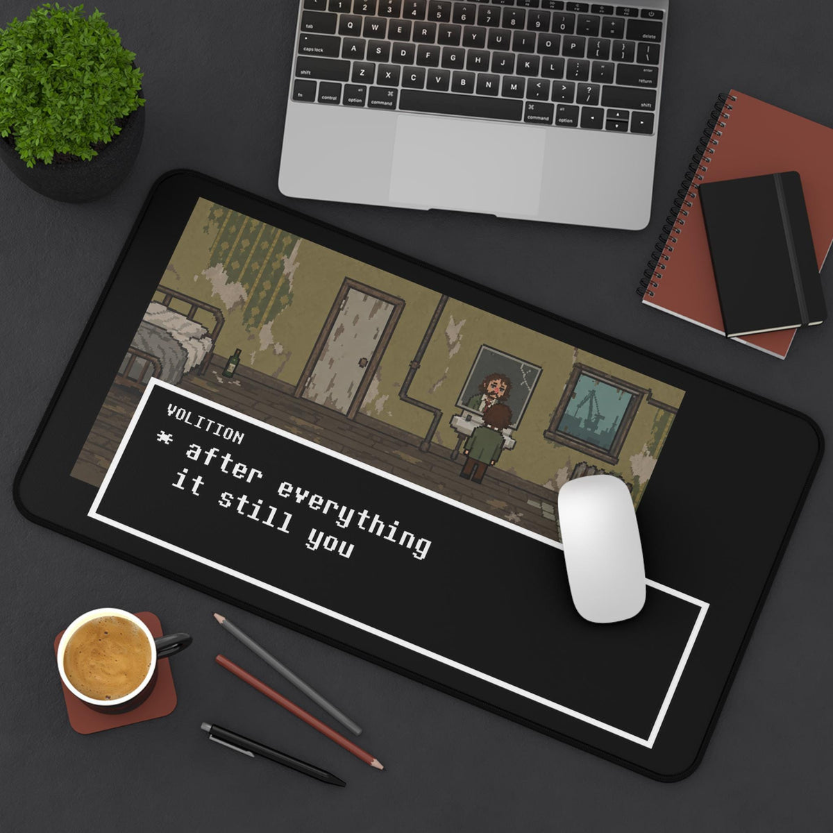 Undertale Inspired Disco Elysium Inspired Mouse Pad, Harry Du Bois Volition Pixel Art Desk Mat, Neoprene Gaming Mat, RPG Gamer Gift