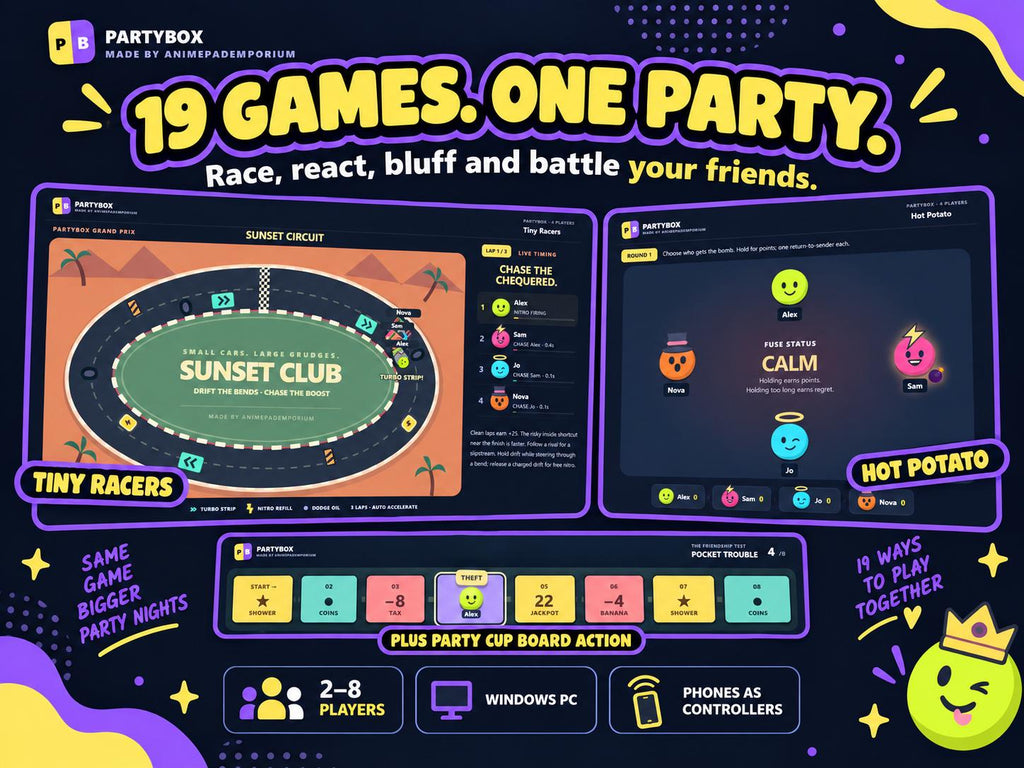 PartyBox: 19 Multiplayer Party Games for 2–8 Players | Phones as Controllers | Windows PC Digital Download