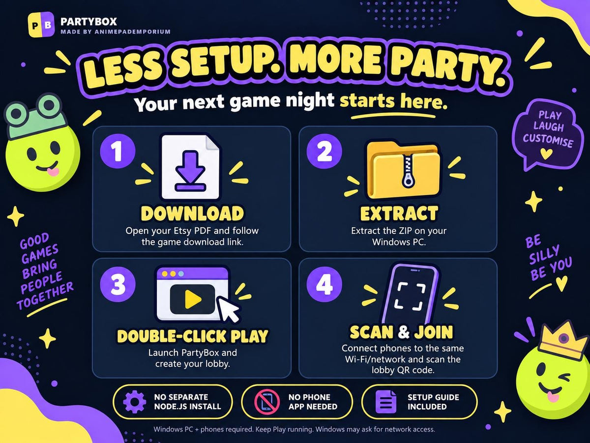 PartyBox: 19 Multiplayer Party Games for 2–8 Players | Phones as Controllers | Windows PC Digital Download