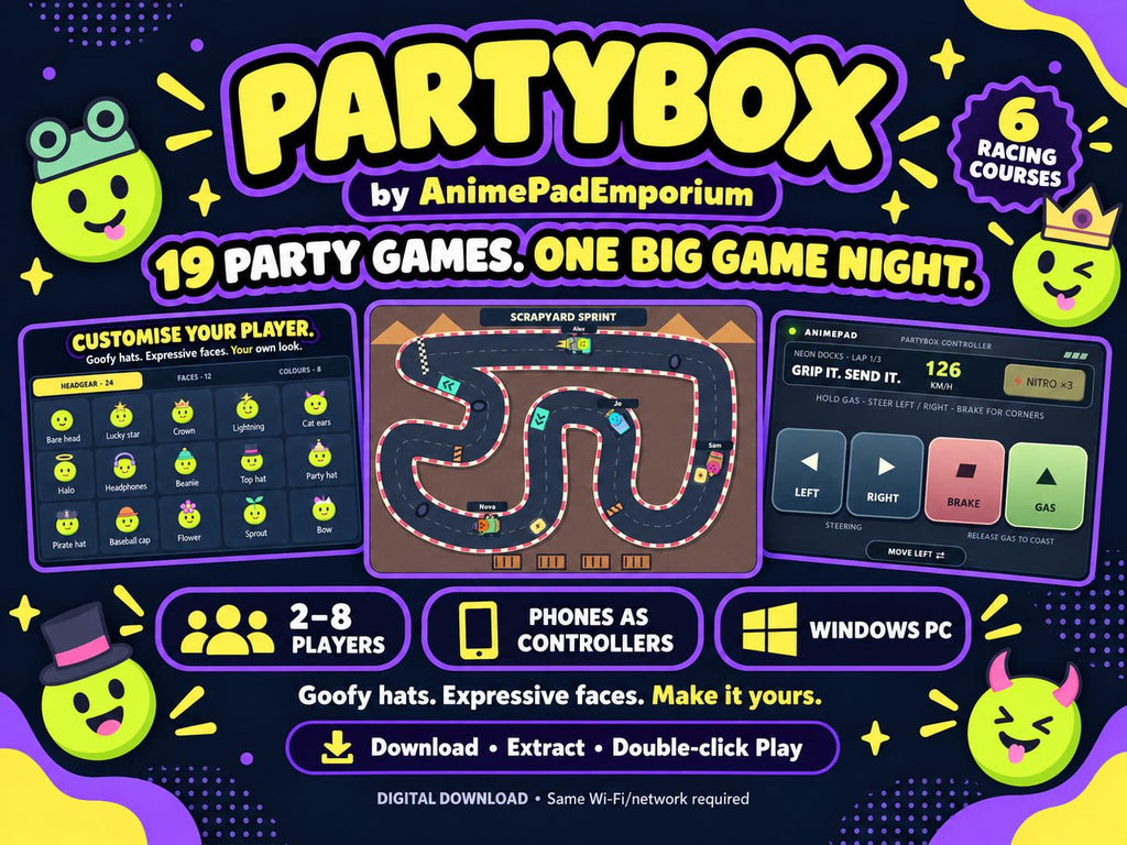 PartyBox: 19 Multiplayer Party Games for 2–8 Players | Phones as Controllers | Windows PC Digital Download