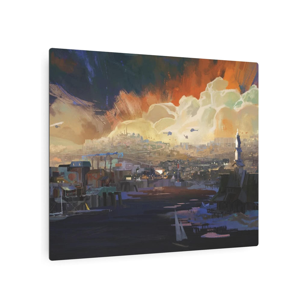 Sunset Harbor Disco Elysium, Revachol Metal Art Sign | Coastal Skyline Wall Decor