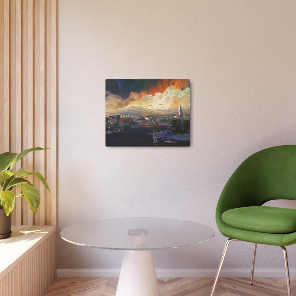Sunset Harbor Disco Elysium, Revachol Metal Art Sign | Coastal Skyline Wall Decor