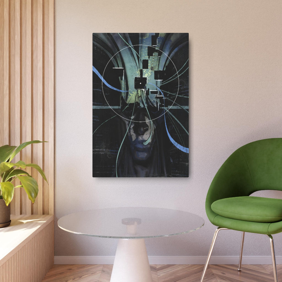 Disco Elysium Visual Calculus Cybernetic Skull Metal Art Sign | Futuristic Wall Decor