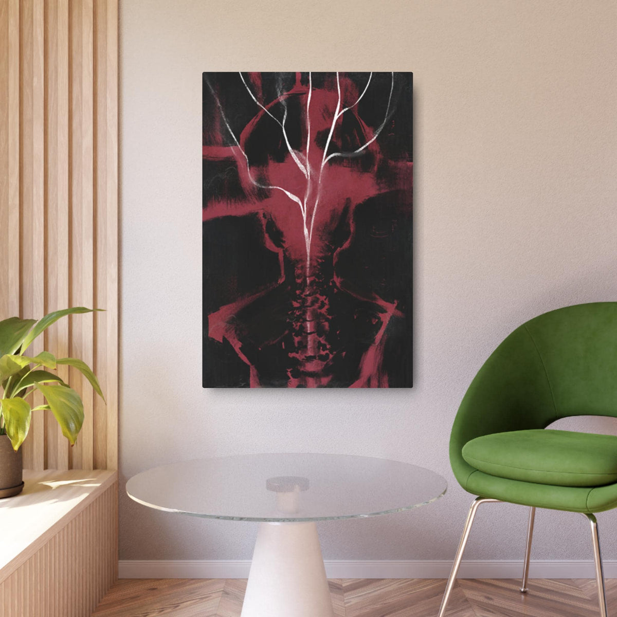 Disco Elysium Shivers Metal Art Sign | Dark Red Spine Tree Wall Decor