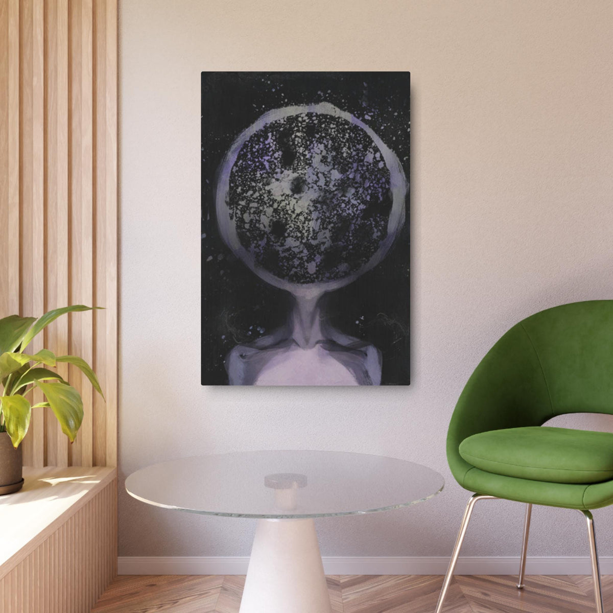 Disco Elysium Inland Empire Surreal Moon Head Metal Art Sign | Cosmic Skeleton Wall Decor