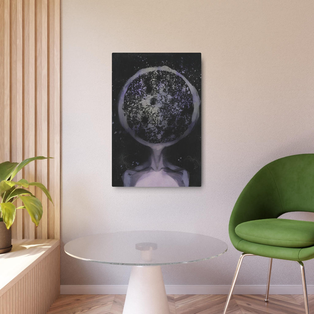 Disco Elysium Inland Empire Surreal Moon Head Metal Art Sign | Cosmic Skeleton Wall Decor