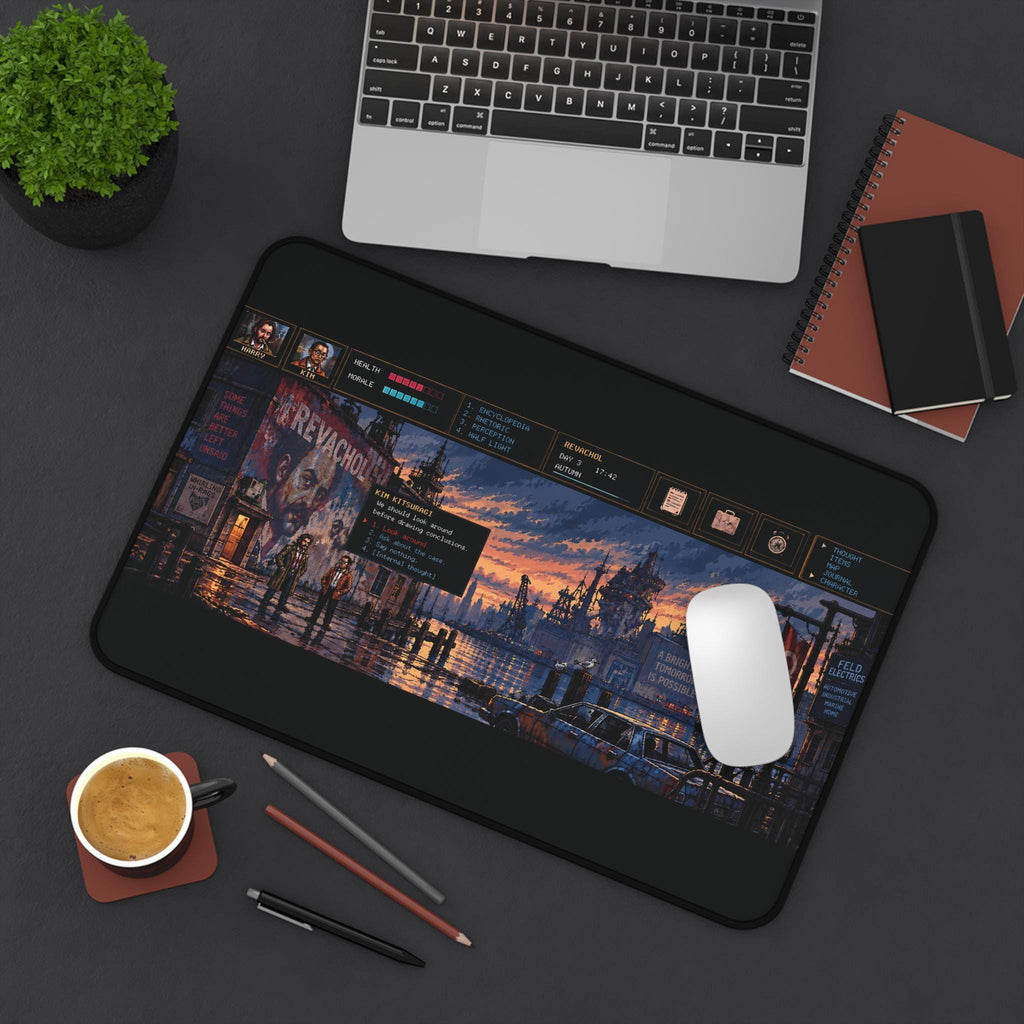 Disco Elysium Mouse Pad, Revachol Pixel Art Desk Mat, Harry & Kim Gaming Mousepad, Retro RPG Gamer Desk Decor, Large Extended Mat