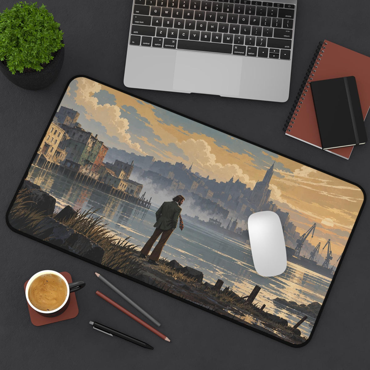 Disco Elysium Inspired Desk Mat, Harry Du Bois Revachol Mouse Pad, Neoprene Gaming Desk Pad, Atmospheric RPG Gift