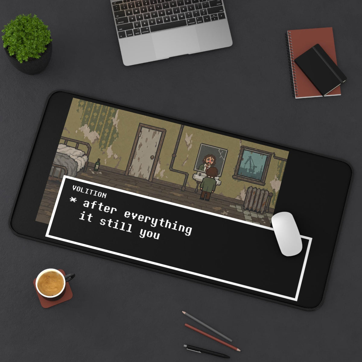 Undertale Inspired Disco Elysium Inspired Mouse Pad, Harry Du Bois Volition Pixel Art Desk Mat, Neoprene Gaming Mat, RPG Gamer Gift
